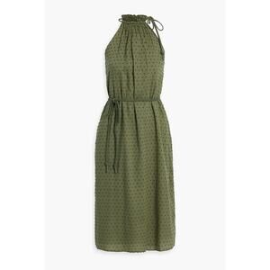 Joie 'Nashua' Green Gathered Swiss-Dot Halter Neck Cotton Dress Size L